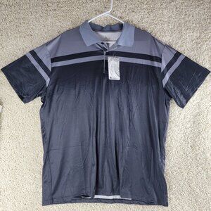 NWT Mens Polo XLarge, Polyester / Spandex, Grey & Black Moisture Wicking